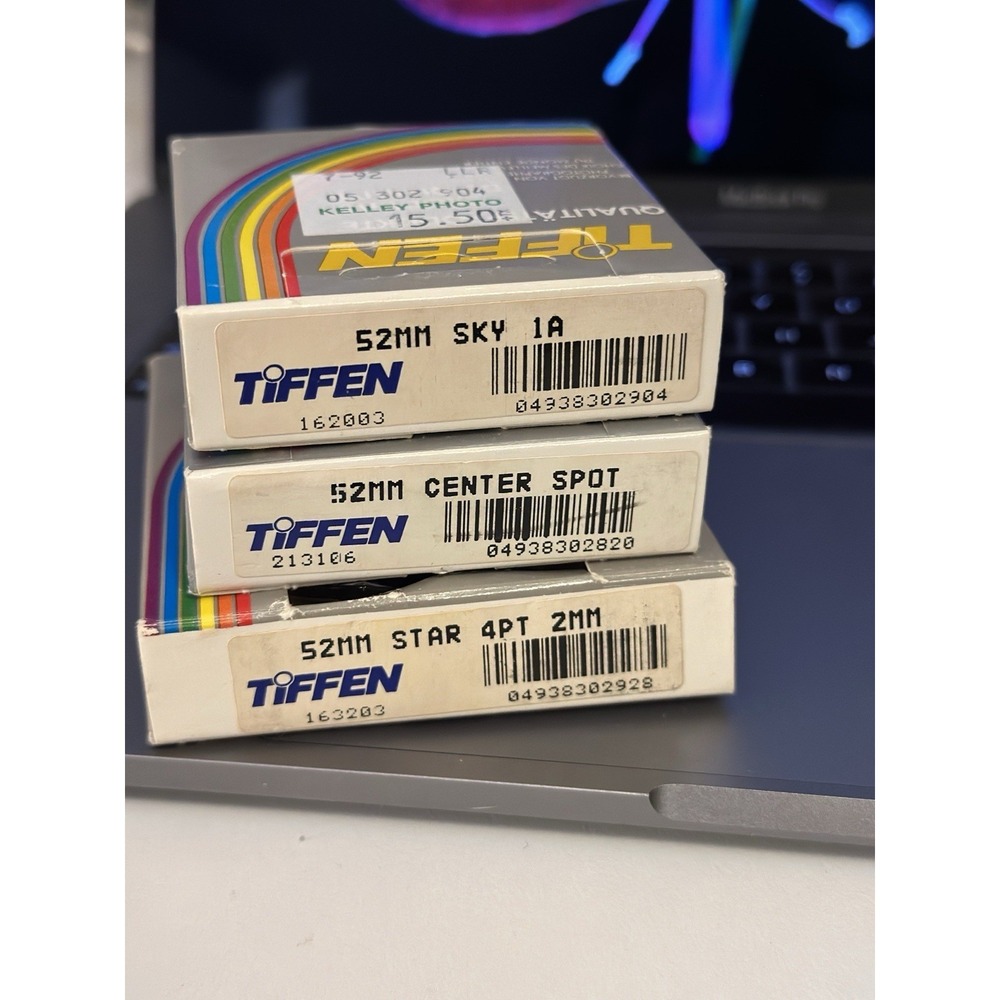 Tiffen 52MM Filter Bundle Of 3, Sky 1A, Center Spot, Star 4pt 2mm
